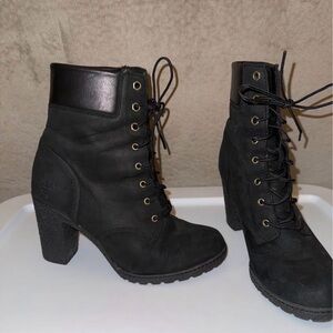 Timberland Glancy Heeled Lace Up Women's Black Boots Size 7.5